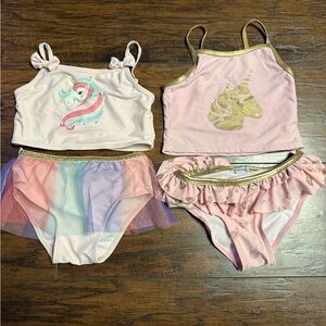 Unicorn Themed Kids' Swimwear Set Toddler 4t  2 Piece Like New